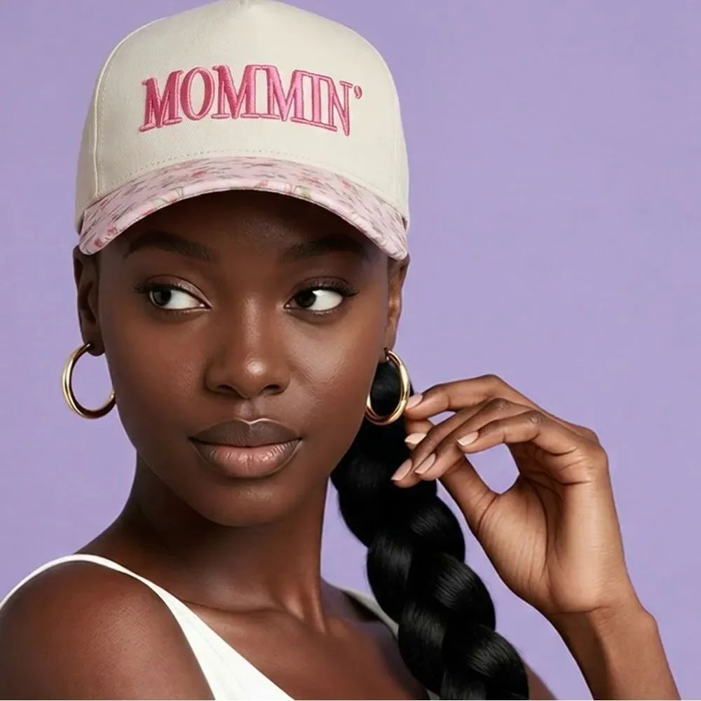 ZENANA | NEW Mommin' Embroidered Cream & Pink Baseball Cap OSFA